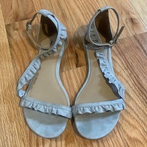 Gray Suede Frill Sandals